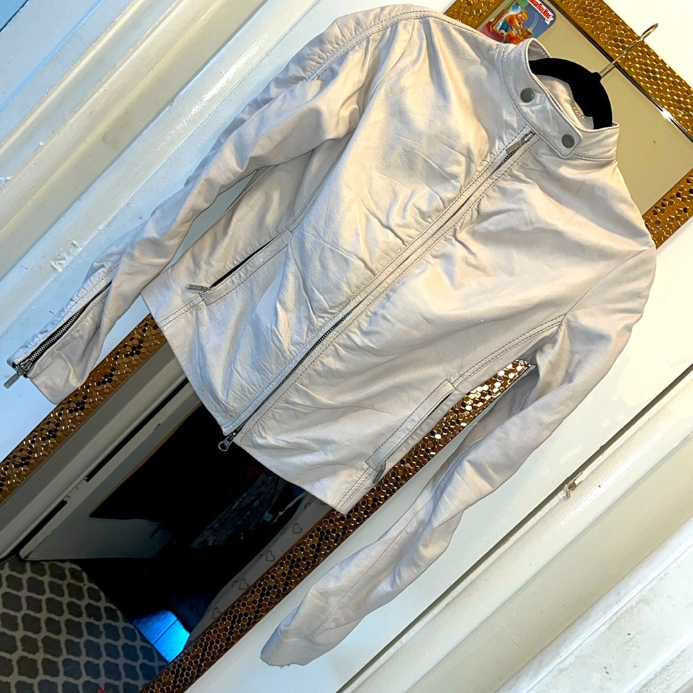 GIPSY ladies white leather moto jacket